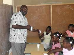 Children getting milk in their classroom